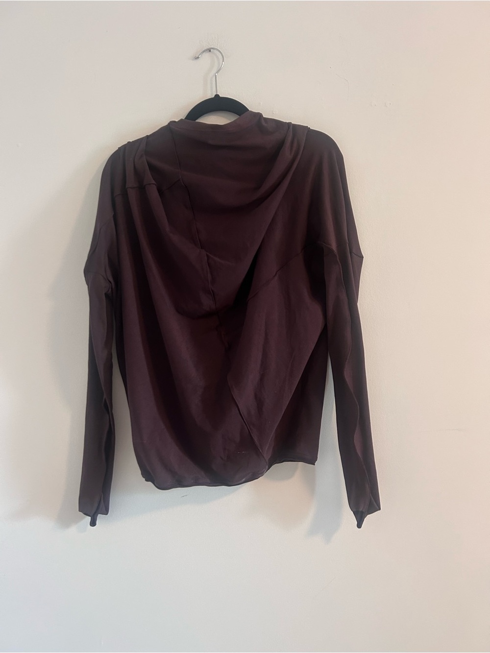 Lightweight Draped Long Sleeve Top in Deep Plum